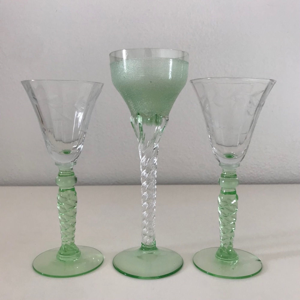 Green Depression Glass Cups